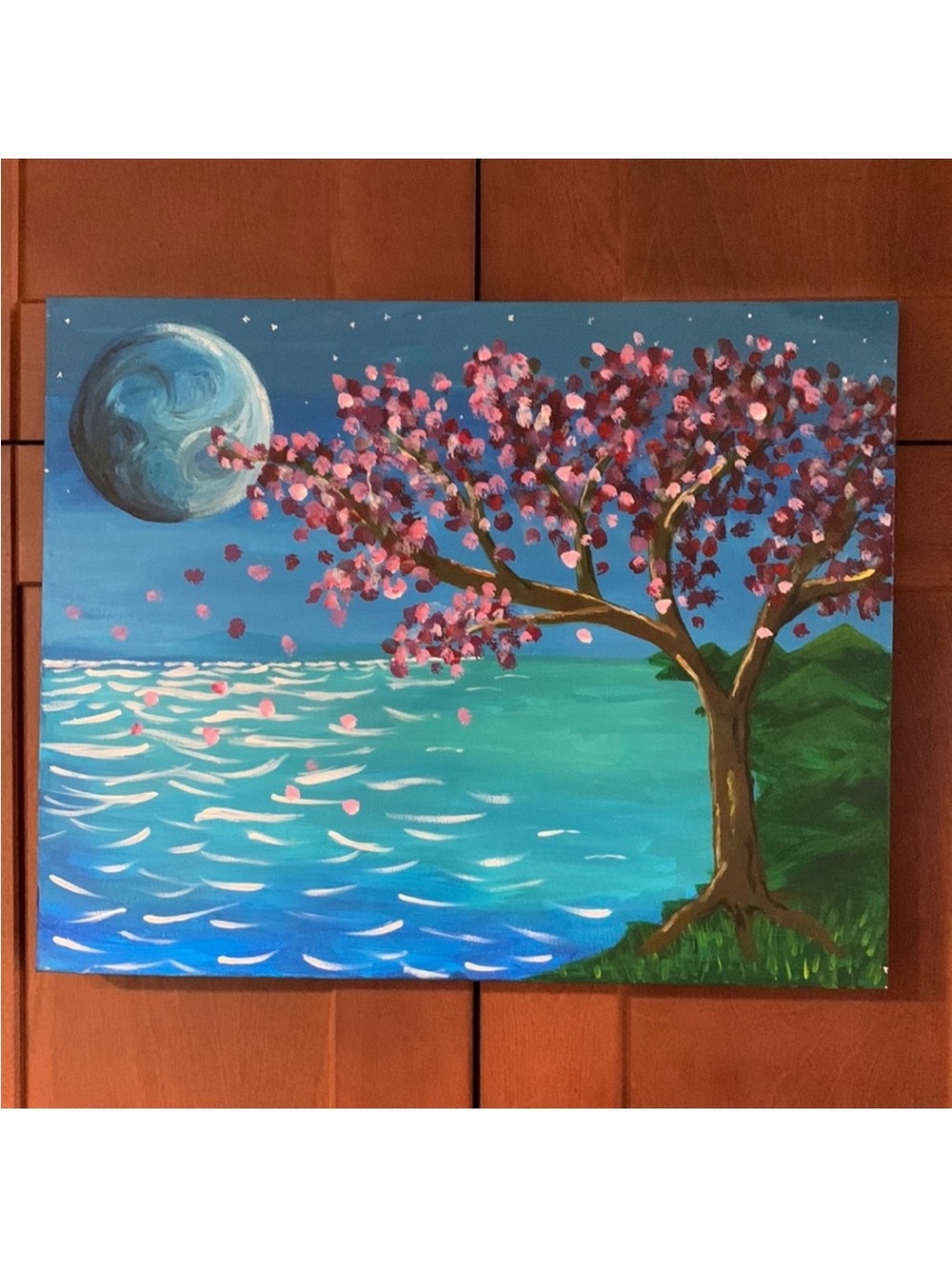 SALE!! Blossoms on the sea painting handmade